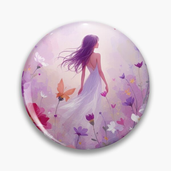 Item preview, Dreamy Girl in Flower Field | Butterfly Fantasy Art designed and sold by AesthinkArt.