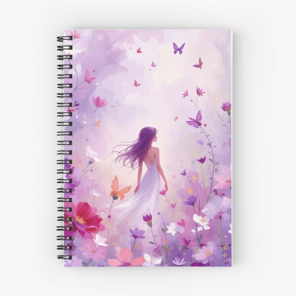 Item preview, Dreamy Girl in Flower Field | Butterfly Fantasy Art designed and sold by AesthinkArt.