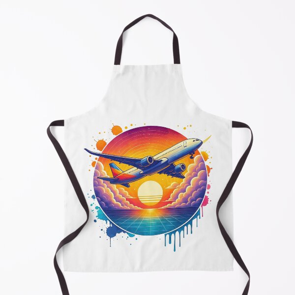 Item preview, Retro Sunset Jetliner with Neon Clouds and Grid designed and sold by ArtfulWeave.