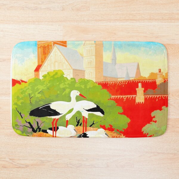 Item preview, Vintage Ribe Travel Poster | Denmark's Town of Storks | Colorful Art Deco Design | Historic Architecture & Scenic Views designed and sold by artofuniverse.