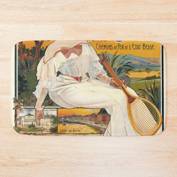 Item preview, Vintage Art Nouveau Poster | Exposition Universelle 1905 | Liège Belgium | Elegant Woman & Tennis | Travel  Leisure Decor designed and sold by artofuniverse.