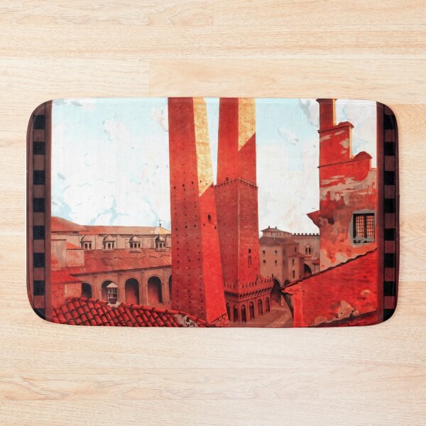 Item preview, Vintage Bologna Italy Travel Poster | Art Deco Style | Two Towers Asinelli & Garisenda | Historical Architecture Print designed and sold by artofuniverse.