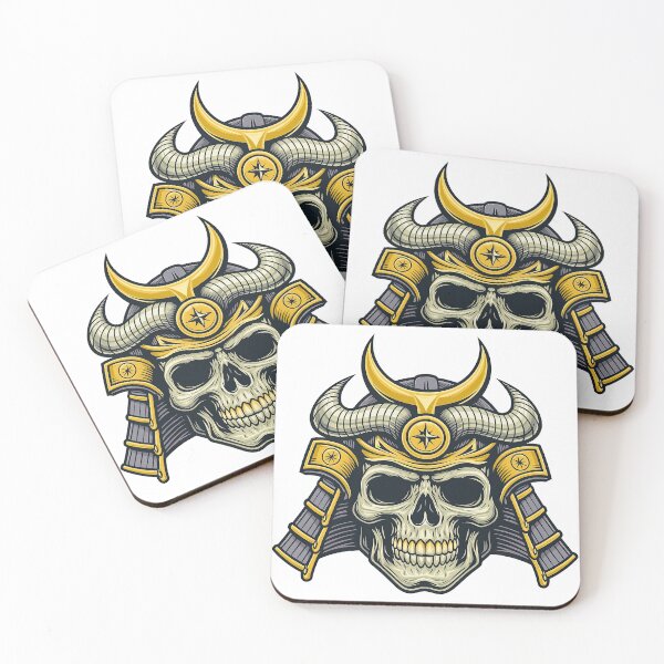 Item preview, Samurai Skull Helmet with Horns and Gold Armor designed and sold by ArtfulWeave.