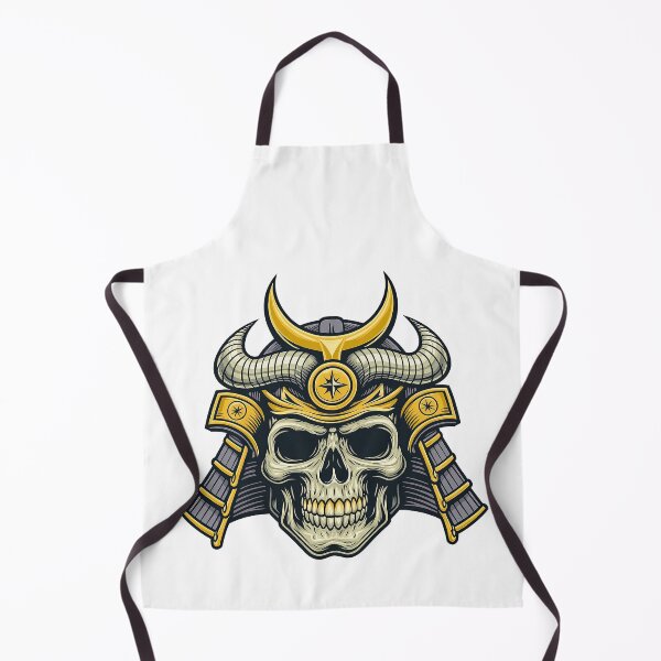 Item preview, Samurai Skull Helmet with Horns and Gold Armor designed and sold by ArtfulWeave.