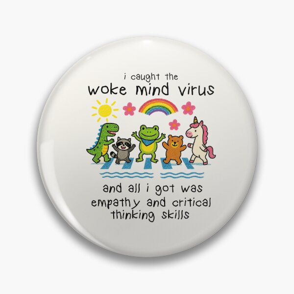 Item preview, i caught the woke mind virus, unisex t shirt, empathy and critical thinking shirt, cute hand drawing animals t shirt, Inflatable Costume Portland protestors meme designed and sold by samidsou.