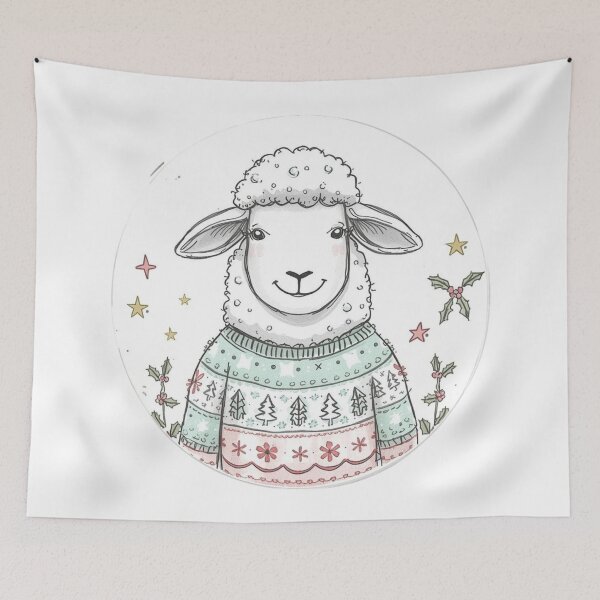 Item preview, Festive Sheep in Sweater – Cozy Minimal Christmas Illustration designed and sold by jelonkaa.