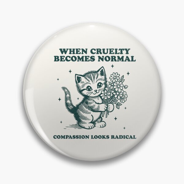 Item preview, Cat When Cruelty becomes Normal Compassion looks Radical Vintage T-Shirt, Floral Cat Resistance, Activist, Political, human rights designed and sold by samidsou.