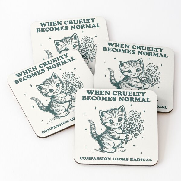 Item preview, Cat When Cruelty becomes Normal Compassion looks Radical Vintage T-Shirt, Floral Cat Resistance, Activist, Political, human rights designed and sold by samidsou.