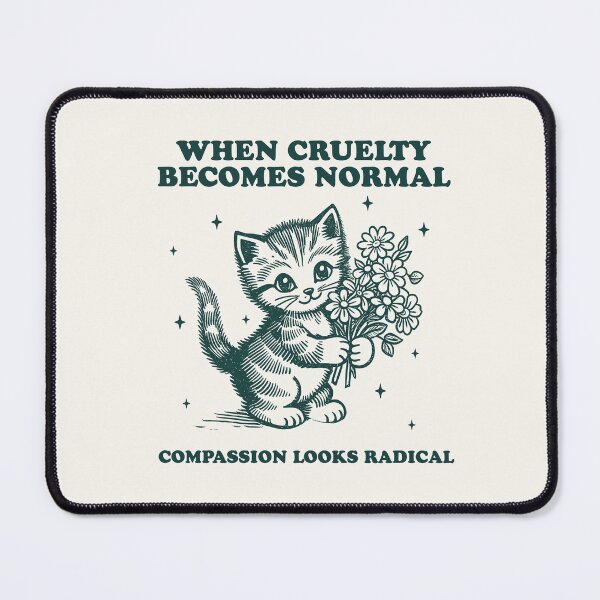 Item preview, Cat When Cruelty becomes Normal Compassion looks Radical Vintage T-Shirt, Floral Cat Resistance, Activist, Political, human rights designed and sold by samidsou.