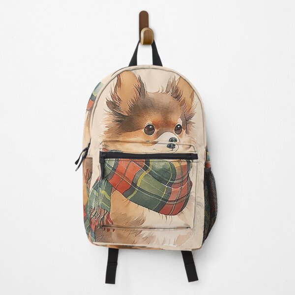 Item preview, Curious Small Dog in Bright Plaid Scarf Illustration designed and sold by PaintbrushPlace.