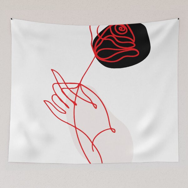 Item preview, Minimalist line art of hand holding rose designed and sold by PholPol1959.