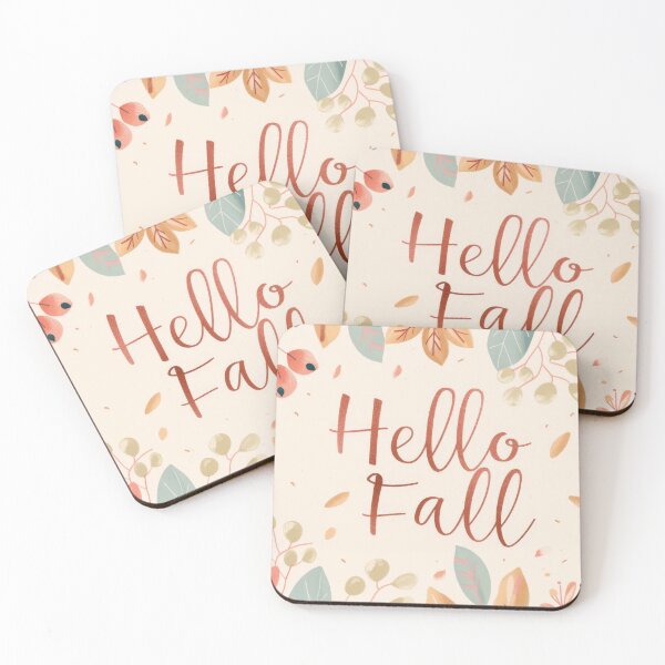 Item preview, Autumn greeting card with colorful leaves and text hello fall, AI generated designed and sold by dvoevnore.