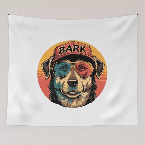 Item preview, Retro Dog Lover Design – ‘BARK’ Cool Dog with Vintage Cap & Sunglasses – Funny Pet Gift Illustration designed and sold by MadeByACJ.