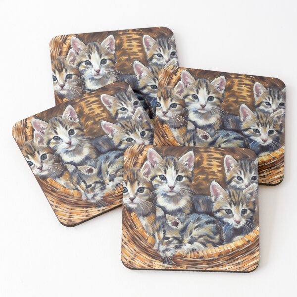 Item preview, Five Kittens in a Basket designed and sold by tomorrowsart.