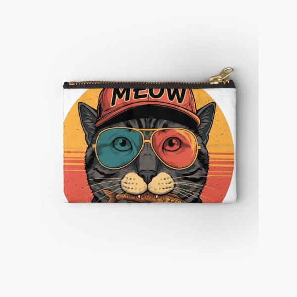 Item preview, Retro Cat Lover Design – ‘MEOW’ Cool Cat with Vintage Cap & Sunglasses – Funny Pet Gift Illustration designed and sold by MadeByACJ.