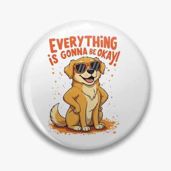 Aperçu de l'œuvre Illustration de motivation pour chien – « Tout ira bien » avec citation positive – Chien mignon et joyeux avec lunettes de soleil créée et vendue par MadeByACJ.
