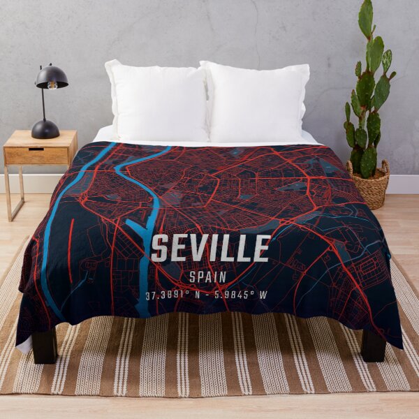 Item preview, Seville Red & Blue Minimalist Map designed and sold by HomeLivingCo.