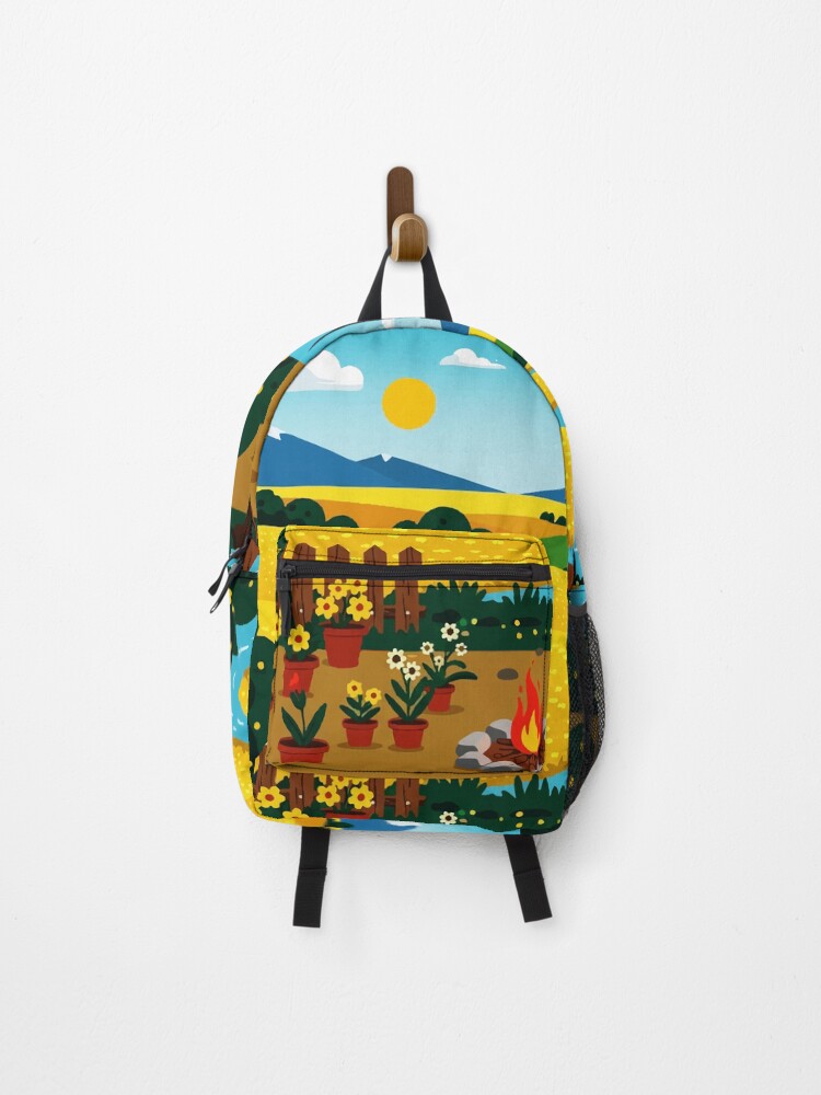 Thumbnail 1 of 3, Backpack, Yellow fields designed and sold by Design4uStudio.