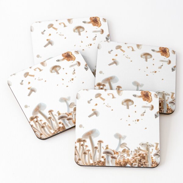 Item preview, Various mushrooms floating in mid-air on white background, AI Generated designed and sold by dvoevnore.