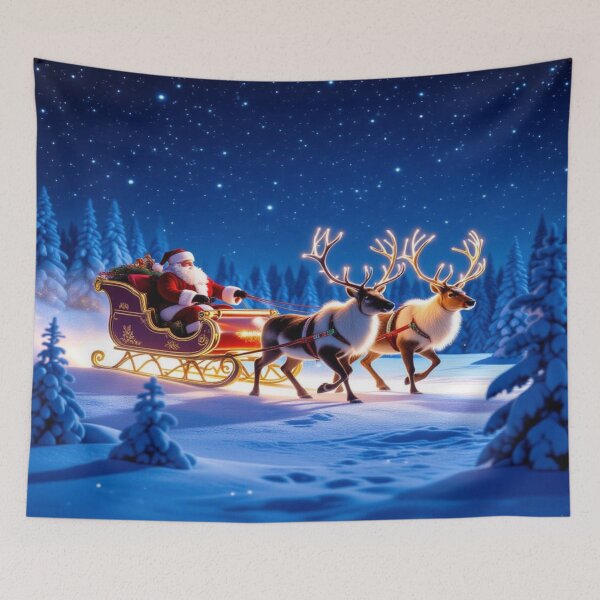 Item preview, Santa’s Sleigh Ride – Magic, light & winter joy over snowy mountains & starry skies designed and sold by FotoworldEdel.