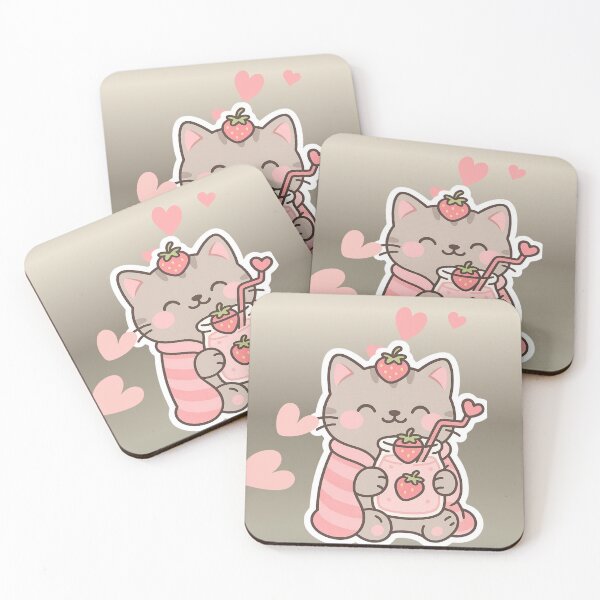 Item preview, Strawberry Milk Cat Phone Case – Cute Kawaii Kitty Drinking Smoothie for Cat Lovers designed and sold by mirozeliea.