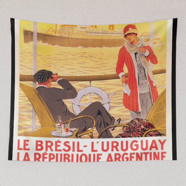 Item preview, Vintage Art Deco Cruise Line Poster | Travel to Brazil Uruguay & Argentina | 1920s Ocean Liner Decor designed and sold by artofuniverse.