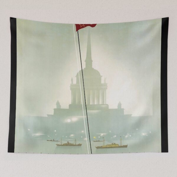 Item preview, Vintage Leningrad Travel Poster | Soviet Era Art Print | Saint Petersburg Decor | Admiralty Building & Soviet Flag Design designed and sold by artofuniverse.