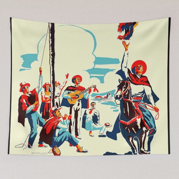 Item preview, Vintage Colombia Tourism Poster | Mid-Century Graphic Design | Bold Colors & Festive Traditions | Travel Decor Art Print designed and sold by artofuniverse.