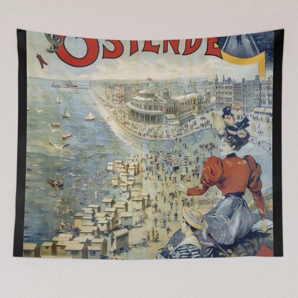 Item preview, Vintage Art Nouveau Travel Poster | Belle Époque Style | Summer in Ostend | Elegant Beach & Leisure Scene designed and sold by artofuniverse.