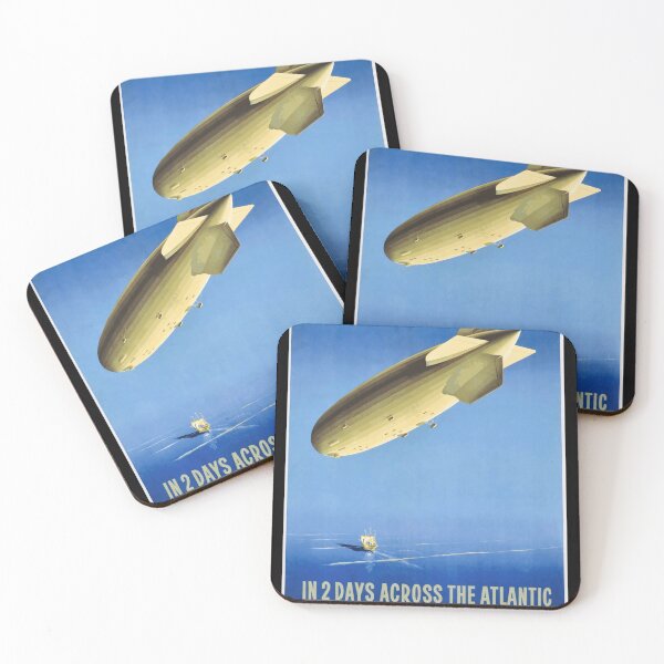 Item preview, Vintage Art Deco Travel Poster | Zeppelin Over Ocean | Transatlantic Airship Flight | 1920s & 1930s Aviation Artwork designed and sold by artofuniverse.