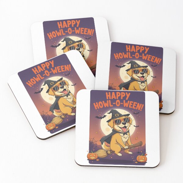 Item preview, Happy Howl-O-Ween Dog Art – Cute Halloween Dog Wearing Witch Hat – Funny Spooky Pet Design designed and sold by MadeByACJ.