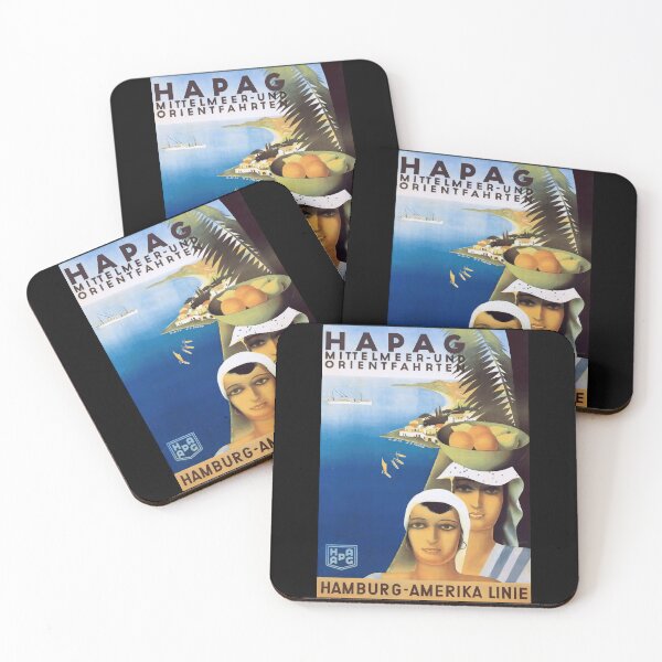 Item preview, Vintage Art Deco Travel Poster | HAPAG Mediterranean & Orient Cruise | Retro 1920s Tourist Decor | Exotic Coastal Landscape designed and sold by artofuniverse.
