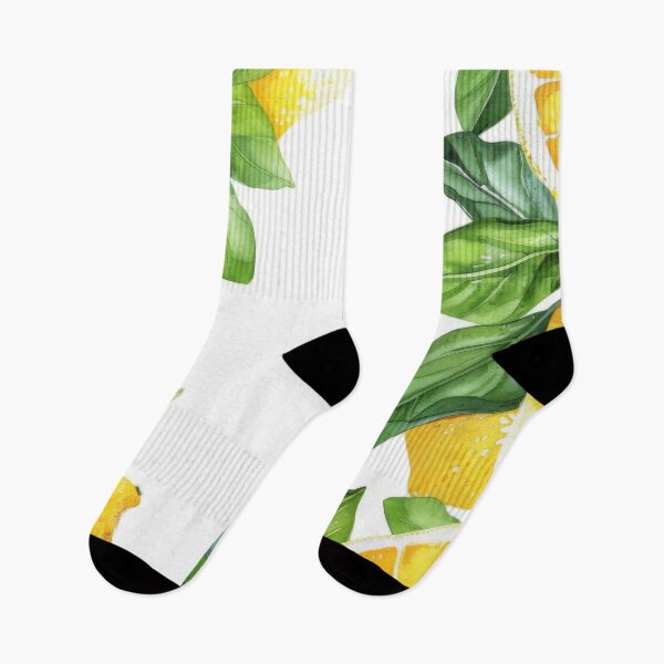 Item preview, Watercolor illustration of yellow lemons with green leaves on white background, AI generated designed and sold by dvoevnore.