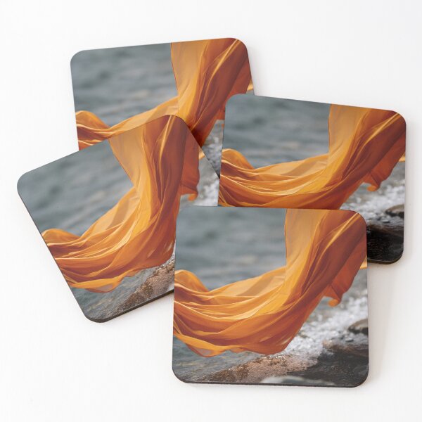 Item preview, Flowing orange fabric near the water designed and sold by anytka.