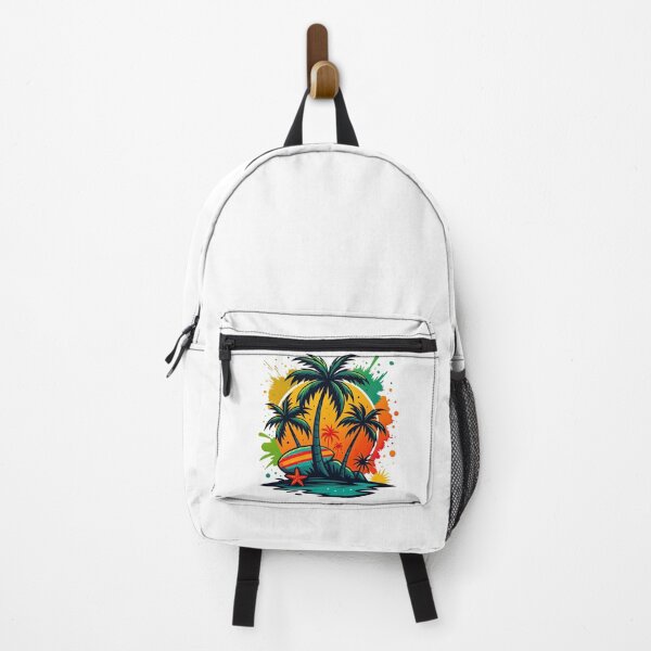 Item preview, Tropical Sunset Island with Surfboard and Starfish designed and sold by ArtfulWeave.