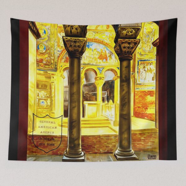 Item preview, Vintage Ravenna Italy Travel Poster | Byzantine Mosaic Art Print | Historical Architecture & Decor | Mid-20th Century Design designed and sold by artofuniverse.