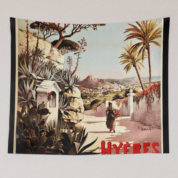 Item preview, Vintage Hyères Travel Poster | Art Nouveau & Deco Style | French Riviera Coastal Decor | Mediterranean Scenic Print designed and sold by artofuniverse.
