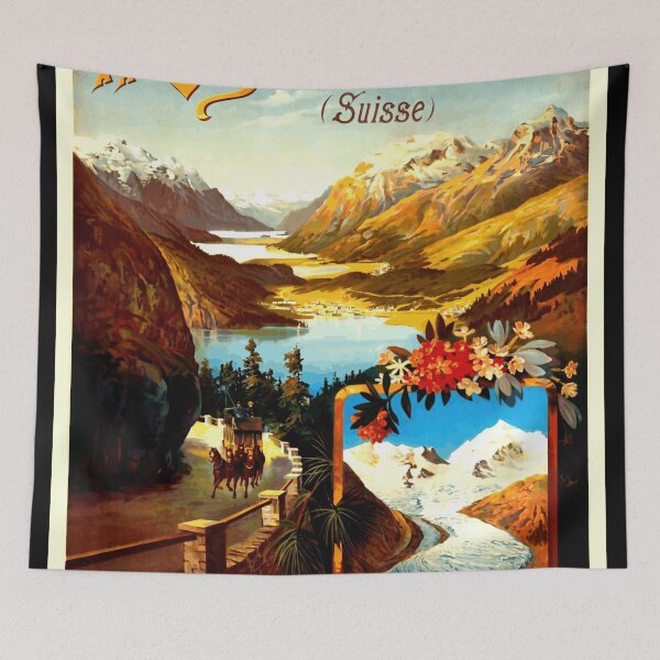 Item preview, Vintage Upper Engadine Travel Poster | Swiss Alps Art | Chemins de Fer de l'Est | Early 20th Century Scenic Railway Print designed and sold by artofuniverse.