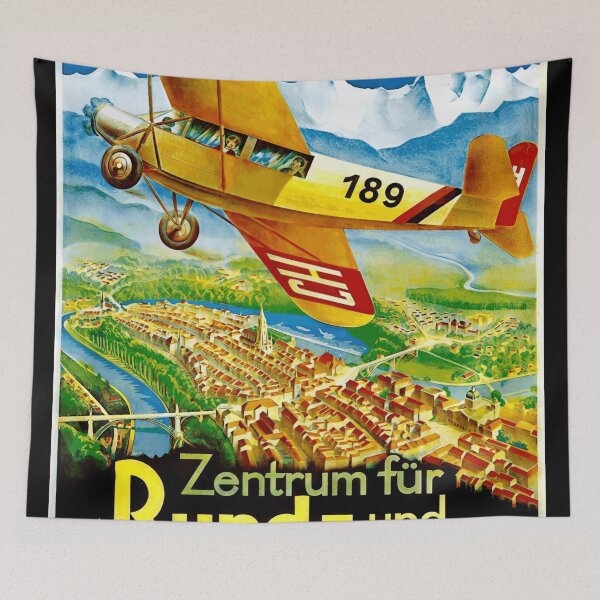 Item preview, Vintage Bern Switzerland Travel Poster | Scenic Flights over Alps | Early 20th Century Aviation Art & Adventure designed and sold by artofuniverse.