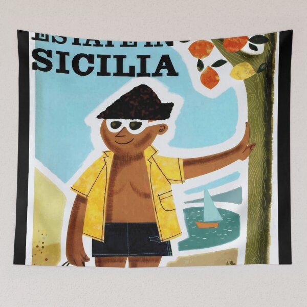 Item preview, Vintage Travel Poster | Summer in Sicily | Mid-Century Style Art | Coastal Vibes & Mediterranean Charm | Retro Decor Print designed and sold by artofuniverse.