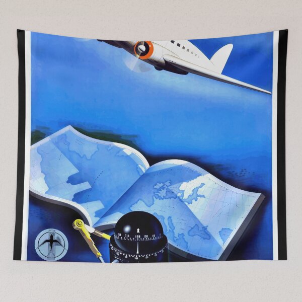 Item preview, Vintage Ala Littoria Travel Poster | Art Deco Aviation Wall Art | 1930s Italian Airline Decor & Retro Airplane Print designed and sold by artofuniverse.
