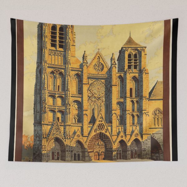 Item preview, Vintage Art Nouveau Travel Poster | Cathédrale de Bourges | French Gothic Architecture & Chemin de Fer d'Orléans designed and sold by artofuniverse.