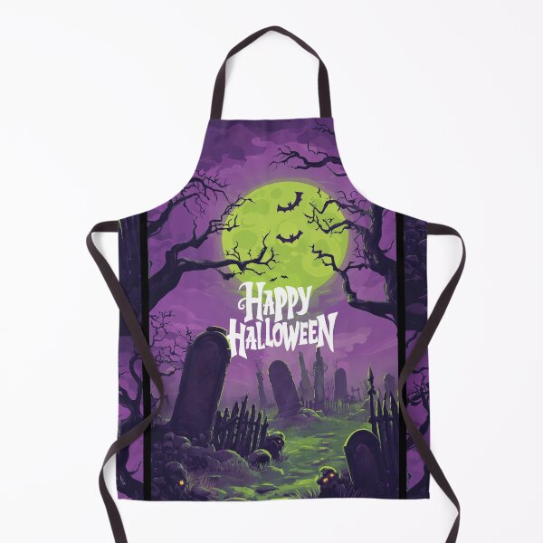 Artikelvorschau, Lebendiges Happy Halloween-Design mit Fledermäusen, Zombies, Friedhof und großem neongrünen Vollmond entworfen und verkauft von MakersFolly.