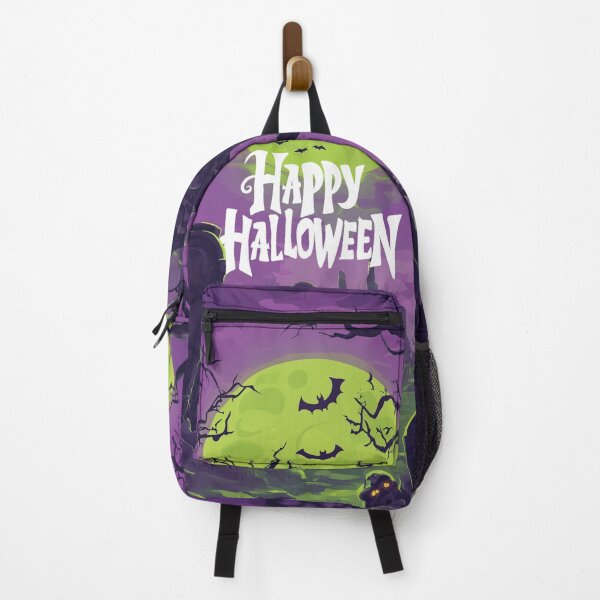 Item preview, Vibrant Happy Halloween Design With Bats, Zombies, Graveyard and Big Neon Green Full Moon designed and sold by MakersFolly.