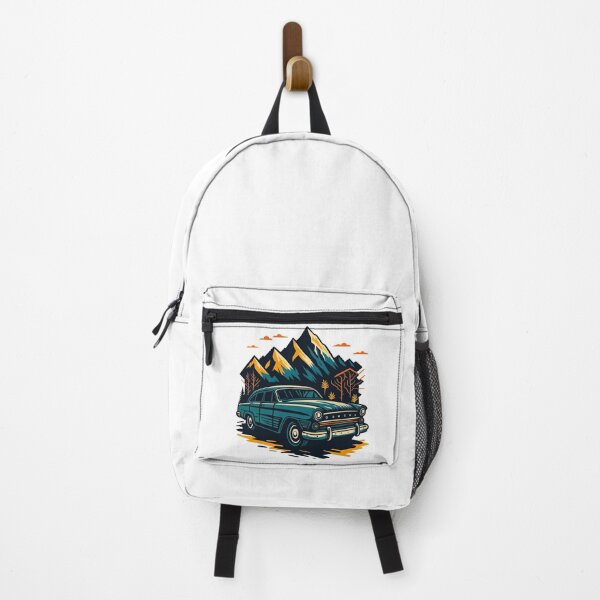 Item preview, Vintage Car Road Trip with Mountain Landscape designed and sold by ArtfulWeave.