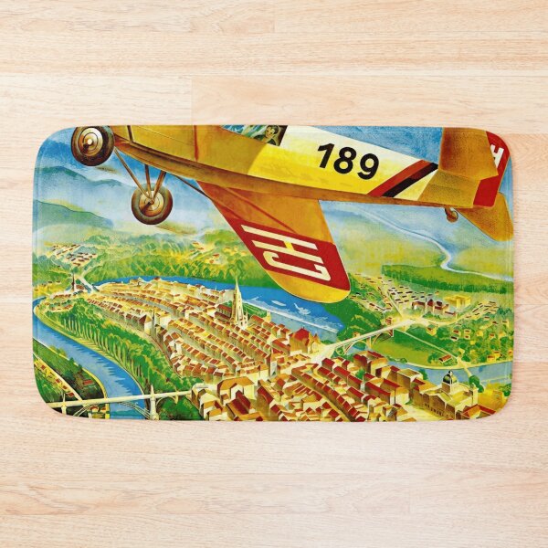 Item preview, Vintage Bern Switzerland Travel Poster | Scenic Flights over Alps | Early 20th Century Aviation Art & Adventure designed and sold by artofuniverse.