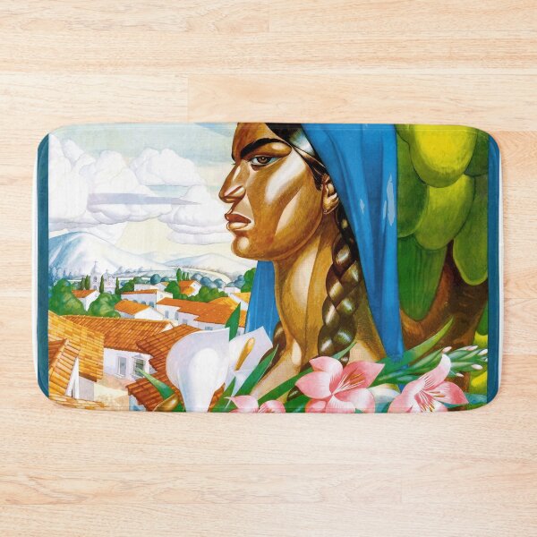 Item preview, Vintage Mexican Travel Poster | Stylized Woman with Flowers | Mexican Muralism Art | A. X. Peña | Cultural Pride & Beauty designed and sold by artofuniverse.