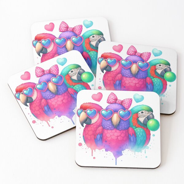 Item preview, Cool Parrots with Heart Glasses and Bubblegum designed and sold by ArtfulWeave.