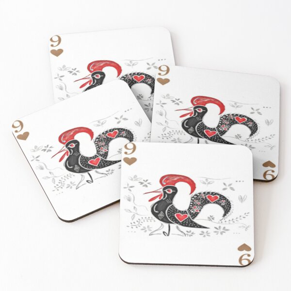 Item preview, Rooster of Hearts – Nine of Hearts designed and sold by Ateliê dos Naipes .