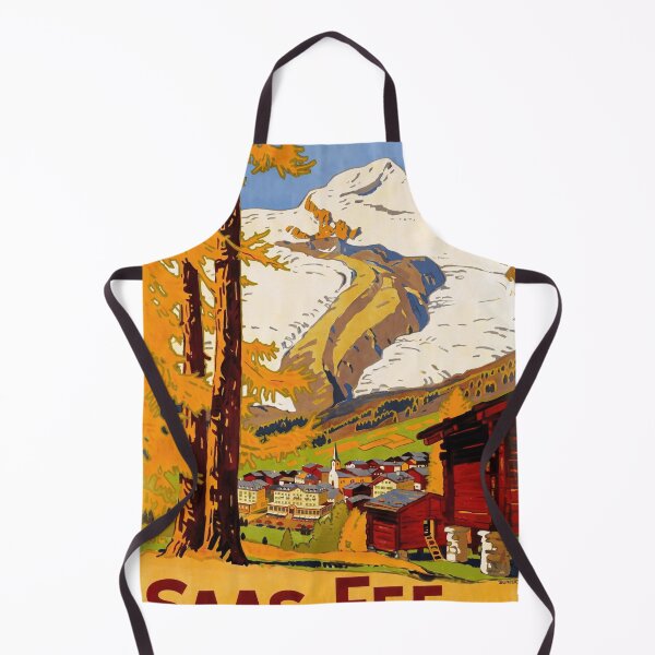 Item preview, Vintage Saas-Fee Travel Poster | Art Deco Style | Swiss Alps Adventure | Skiing & Mountaineering | Mid-20th Century Charm designed and sold by artofuniverse.